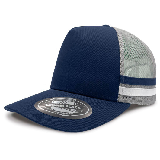 Navy White Striped Trucker Caps